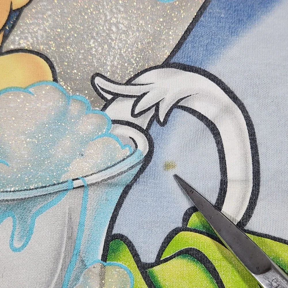 VTG 90's Disney Tinker Bell Nightshirt Womens OS Blue Glitter Pampered Pixie - Picture 5 of 16
